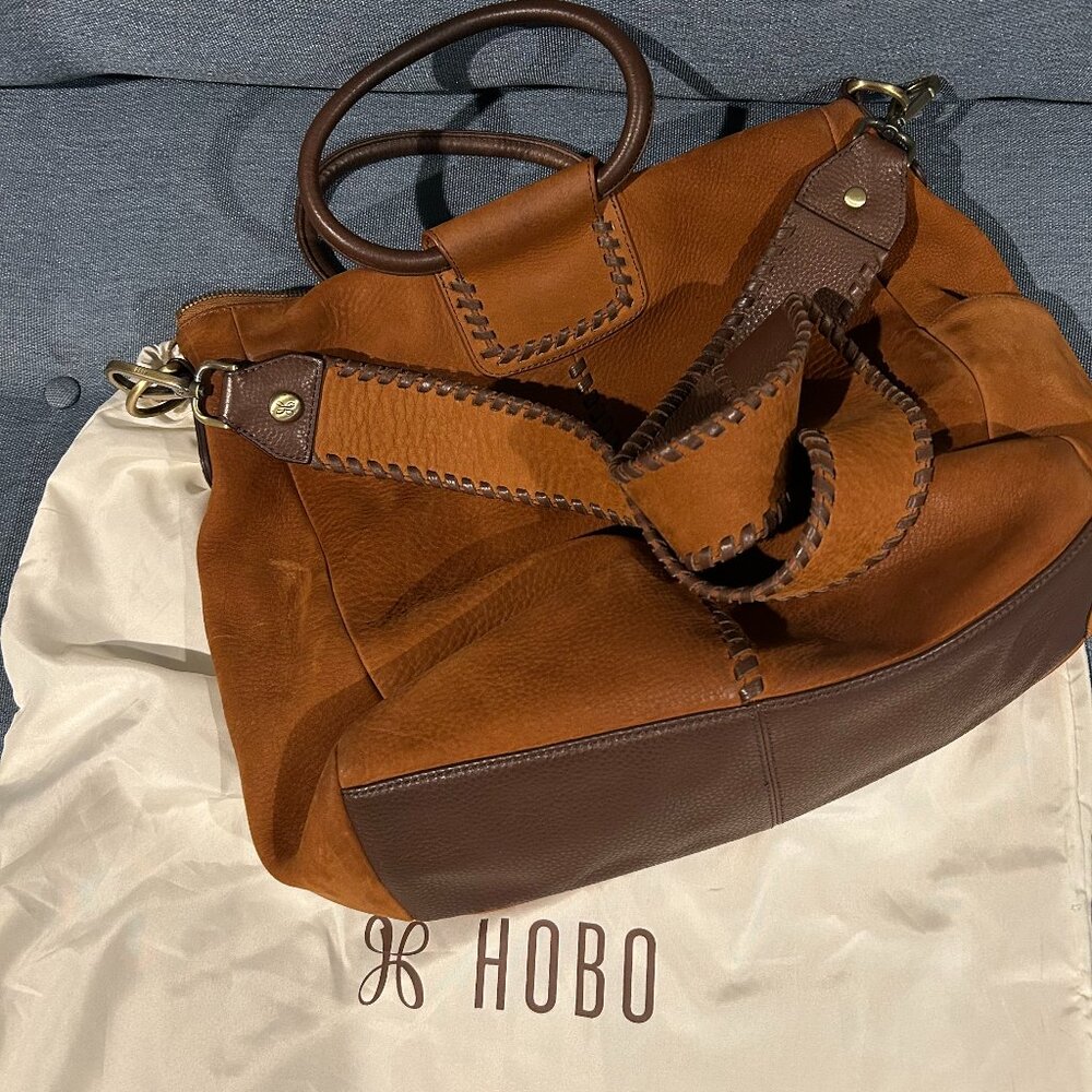 HOBO Brown and Tan Leather Hobo Bag